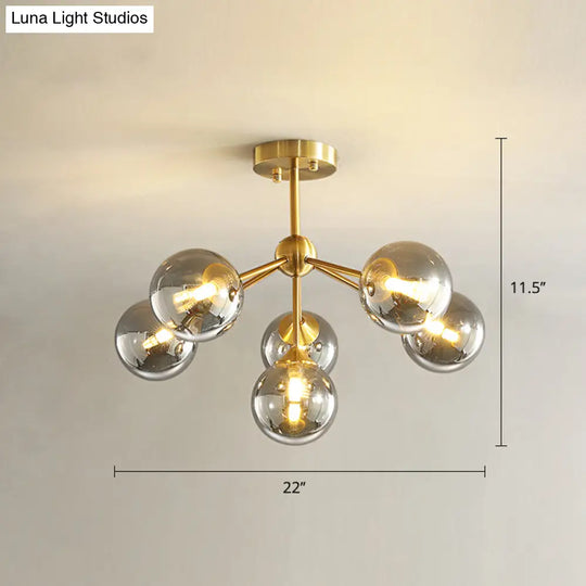 Modern Gold Branch Glass Ceiling Light 6 / Smoke Gray