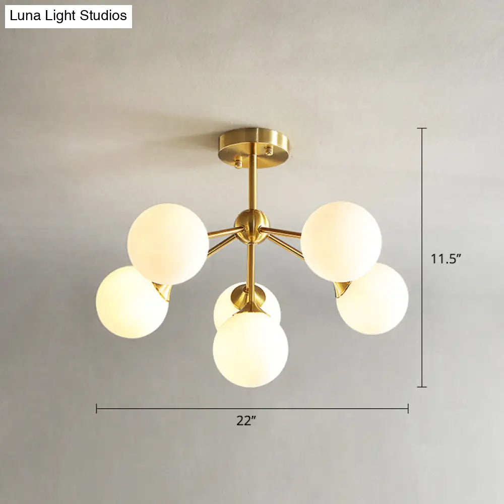 Modern Gold Branch Glass Ceiling Light 6 / White