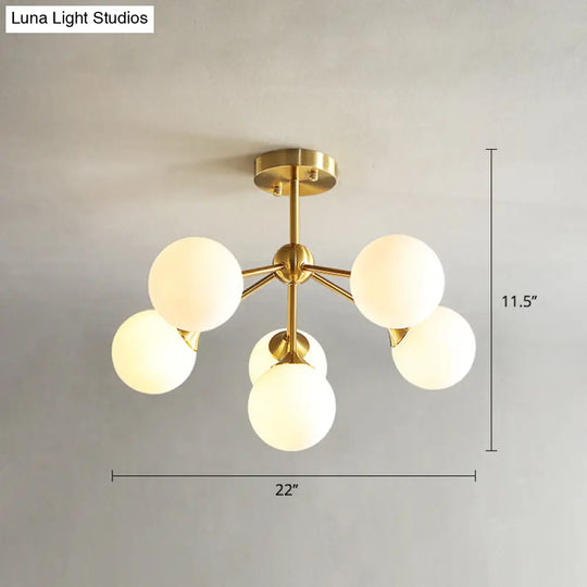 Modern Gold Branch Glass Ceiling Light 6 / White