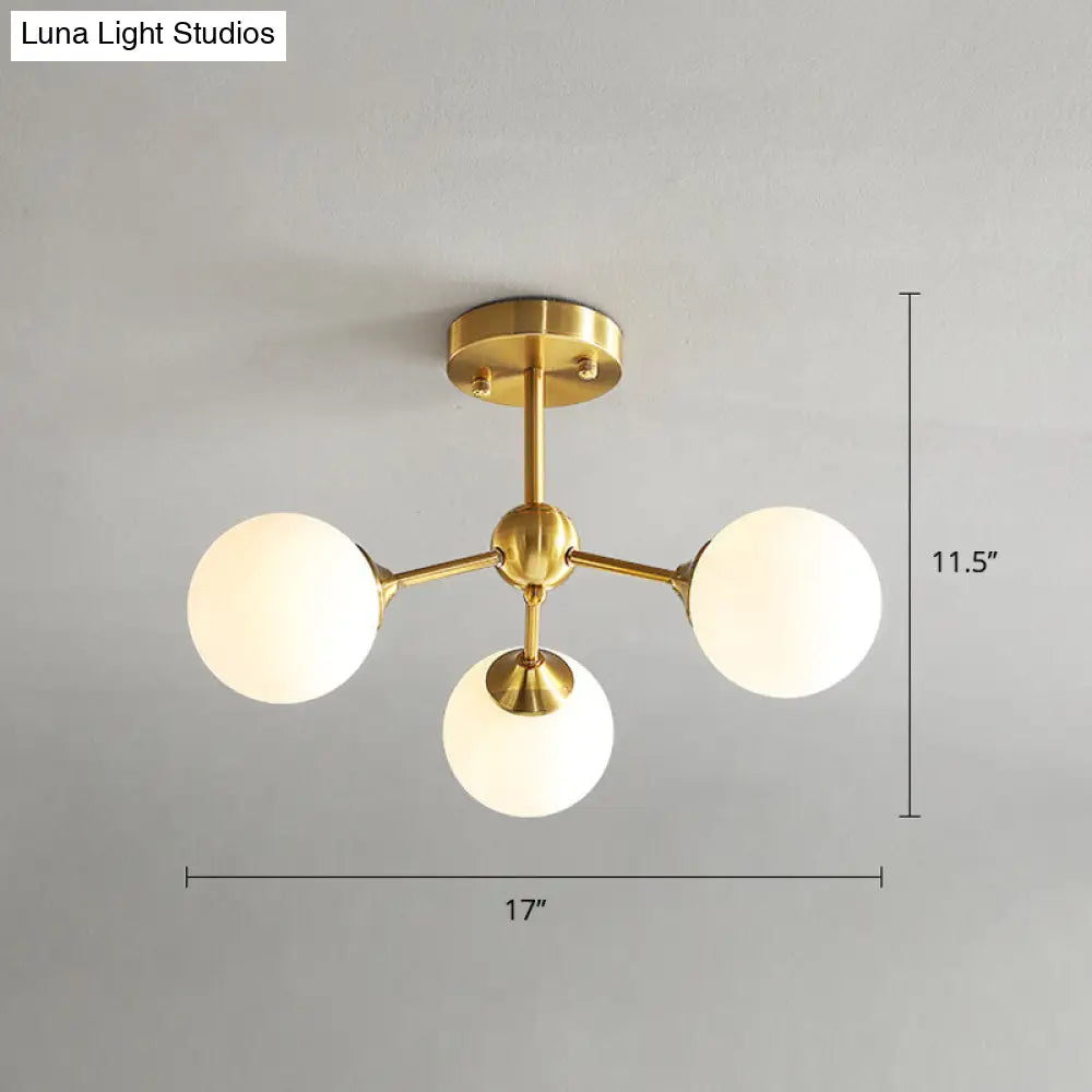 Modern Gold Branch Glass Ceiling Light 3 / White