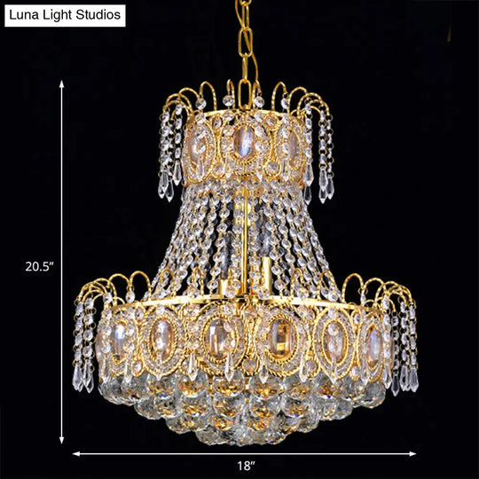 Modern Gold Chandelier Light: Crystal Flared Hanging Ceiling Light With 5 Lights For Living Room