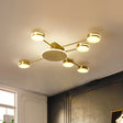 Modern Gold Circular Flush Led Semi Lamp With Acrylic Shade In White/Warm/Natural Light - 6 Heads /
