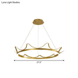 Modern Gold Crown Chandelier - Stylish 20.5’/27.5’ Dia Led Pendant Light In Warm/White