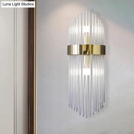 Modern Gold Crystal 2-Light Layered Wall Lamp - Stylish Sconce For Living Room