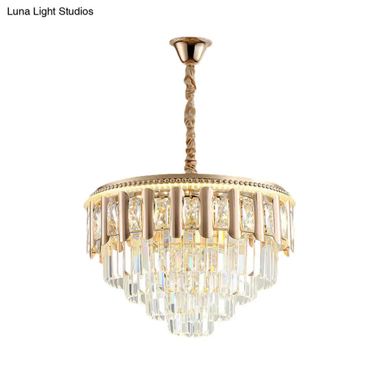 Modern Gold Crystal 5-Tier Round Chandelier - Led Ceiling Pendant Light For Dining Room