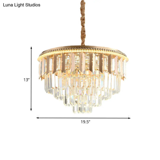 Modern Gold Crystal 5-Tier Round Chandelier - Led Ceiling Pendant Light For Dining Room