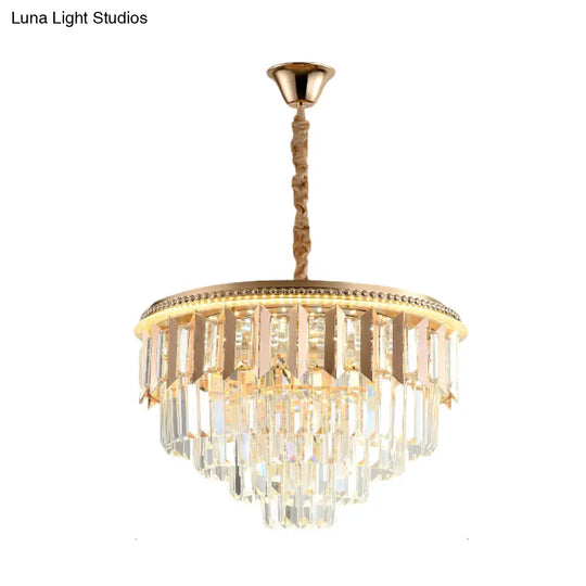 Modern Gold Crystal 5-Tier Round Chandelier - Led Ceiling Pendant Light For Dining Room