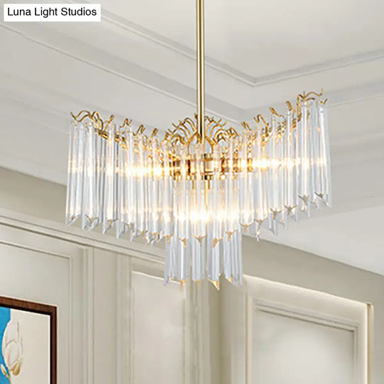 Modern Gold Crystal Chandelier Lamp - 3 Heads Suspension Light For Dining Room