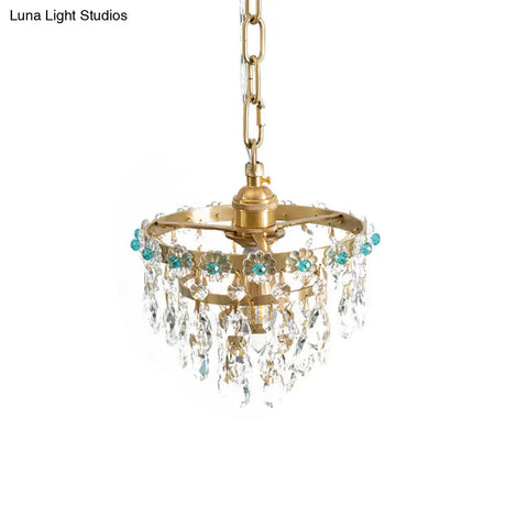Modern Gold Crystal Pendant Lamp - Tapered Faceted Design 4 Bulbs Perfect For Dining Room Ceiling