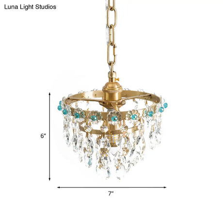 Modern Gold Crystal Pendant Lamp - Tapered Faceted Design 4 Bulbs Perfect For Dining Room Ceiling