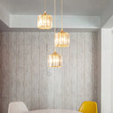 Modern Gold Crystal Prism Pendant Light Fixture With Round Canopy - Stylish Ceiling Hanging / A