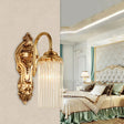 Modern Gold Cylinder Wall Sconce With Crystal Rod Shade Nordic Style | Metal Mount Light 1 /