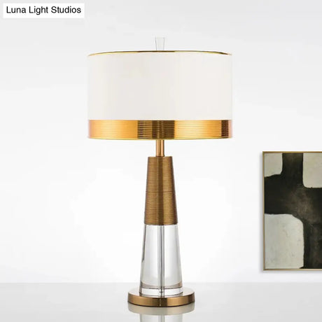 Modern Gold Desk Lamp With Fabric Shade - Ideal For Living Room Or Office