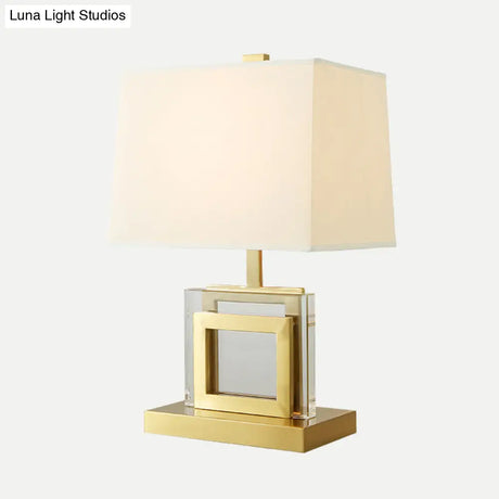 Modern Gold Fabric Pagoda Desk Lamp - Stylish 1-Bulb Night Table Light For Living Room