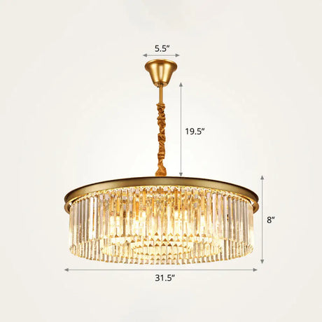 Modern Gold Finish Crystal Ceiling Chandelier For Living Room / 31.5’
