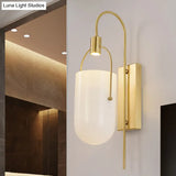 Modern Gold Finish Gooseneck Wall Lamp With Metallic Sconce Fixture