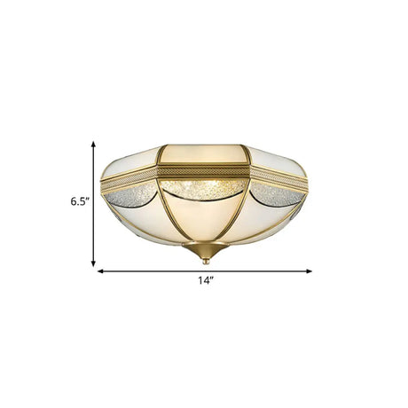 Modern Gold Flush Ceiling Light With Opal Glass And Multiple Sizes Ideal For Bedroom - 2/3/5 Lights