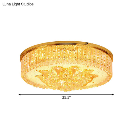 Modern Gold Flush Mount Ceiling Light With Crystal Stands