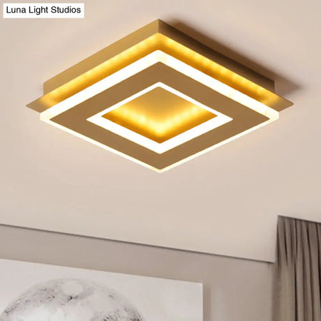 Modern Gold Flushmount Ceiling Light With Warm/White Led - Square Or Round Shape