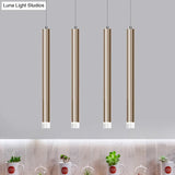 Modern Gold Flute Ceiling Pendant Light For Bar Counter - Led Warm/White 12’/19.5’/23.5’ Height