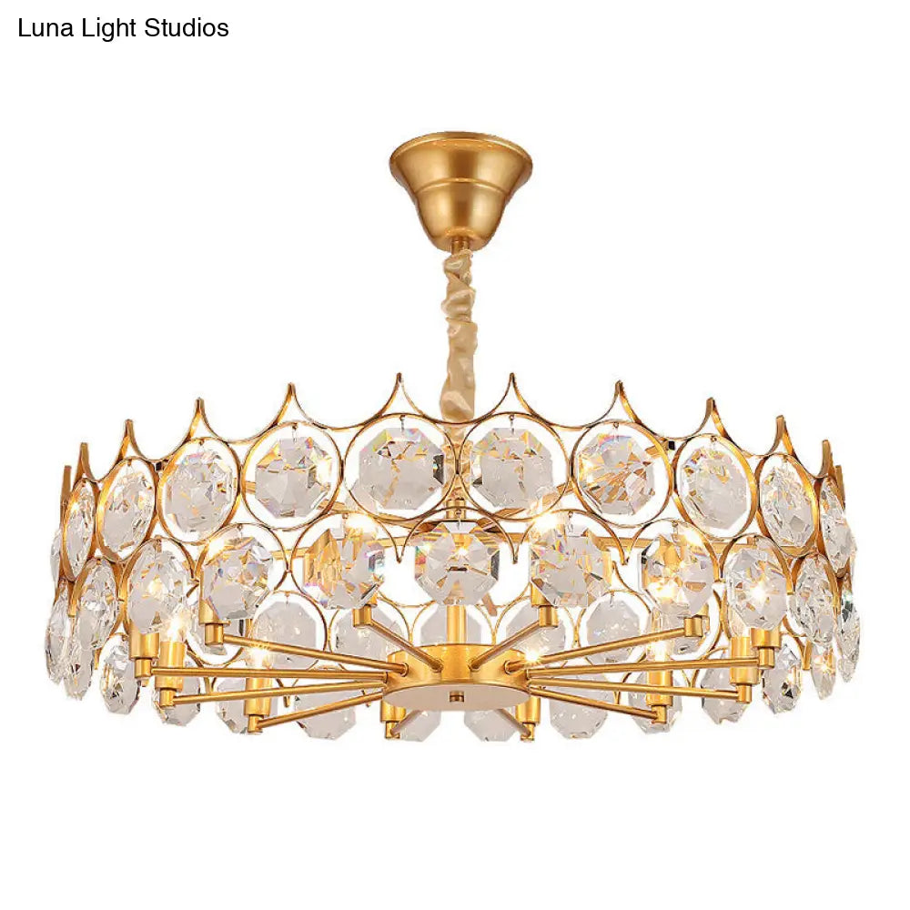Modern Gold Geometric Crystal Chandelier Pendant Light / Large Round