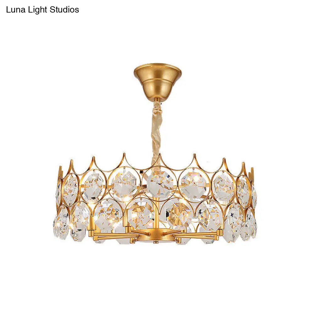 Modern Gold Geometric Crystal Chandelier Pendant Light / Small Round