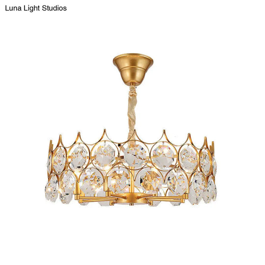 Modern Gold Geometric Crystal Chandelier Pendant Light / Small Round
