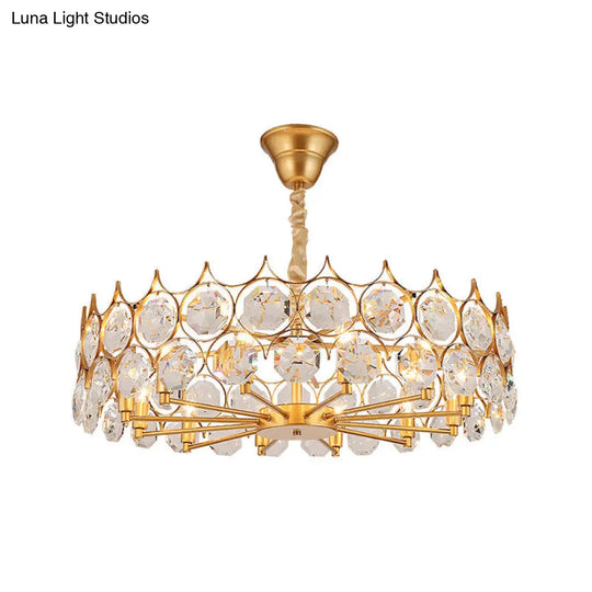 Modern Gold Geometric Crystal Chandelier Pendant Light / Medium Round