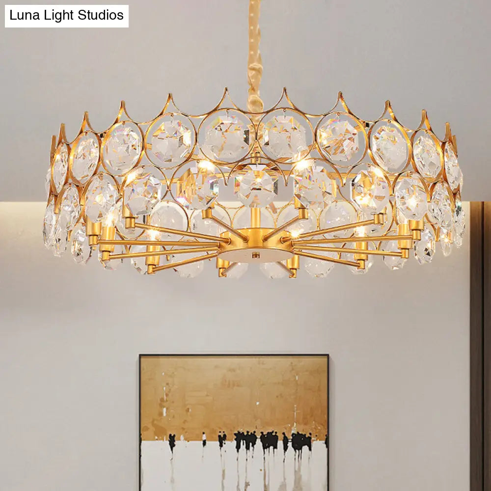 Modern Gold Geometric Crystal Chandelier Pendant Light