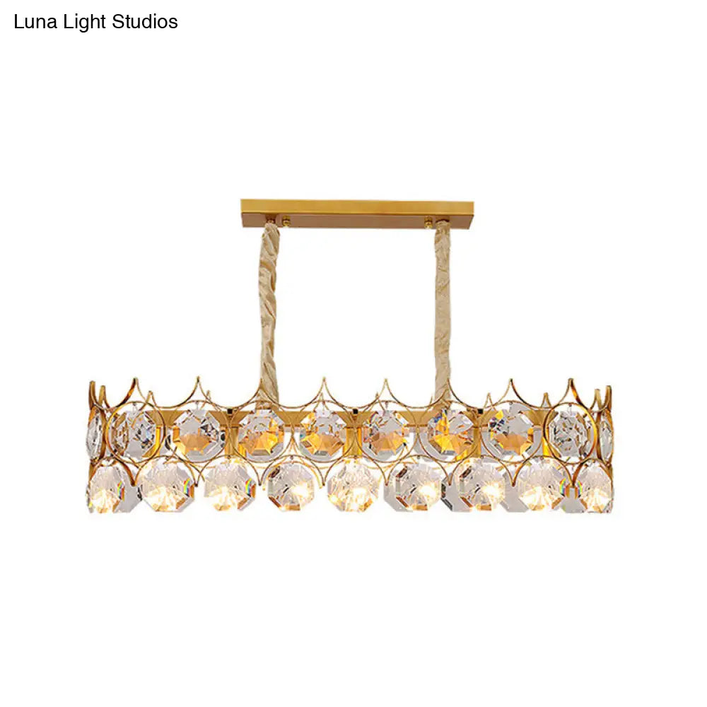 Modern Gold Geometric Crystal Chandelier Pendant Light / Medium Rectangle