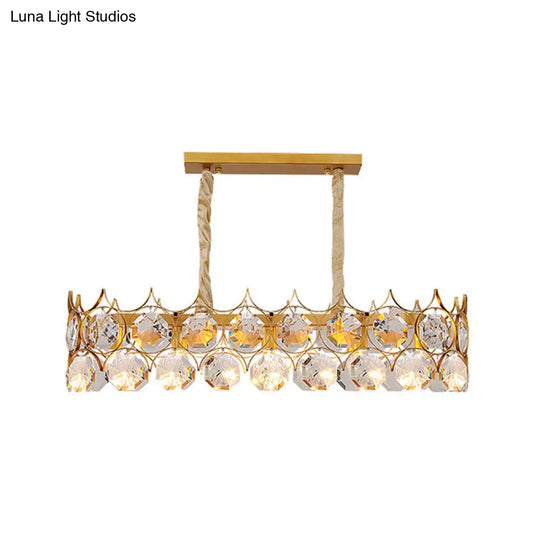 Modern Gold Geometric Crystal Chandelier Pendant Light / Medium Rectangle
