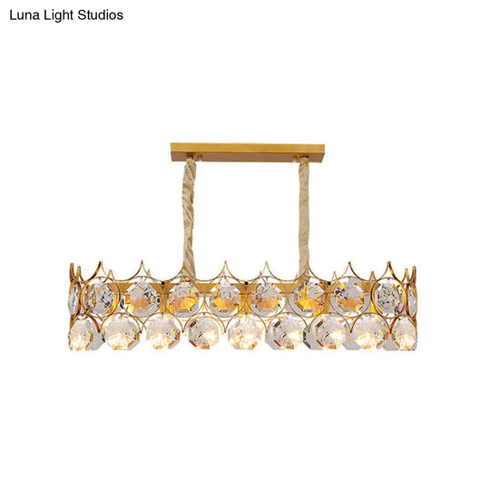 Modern Gold Geometric Crystal Chandelier Pendant Light / Small Rectangle