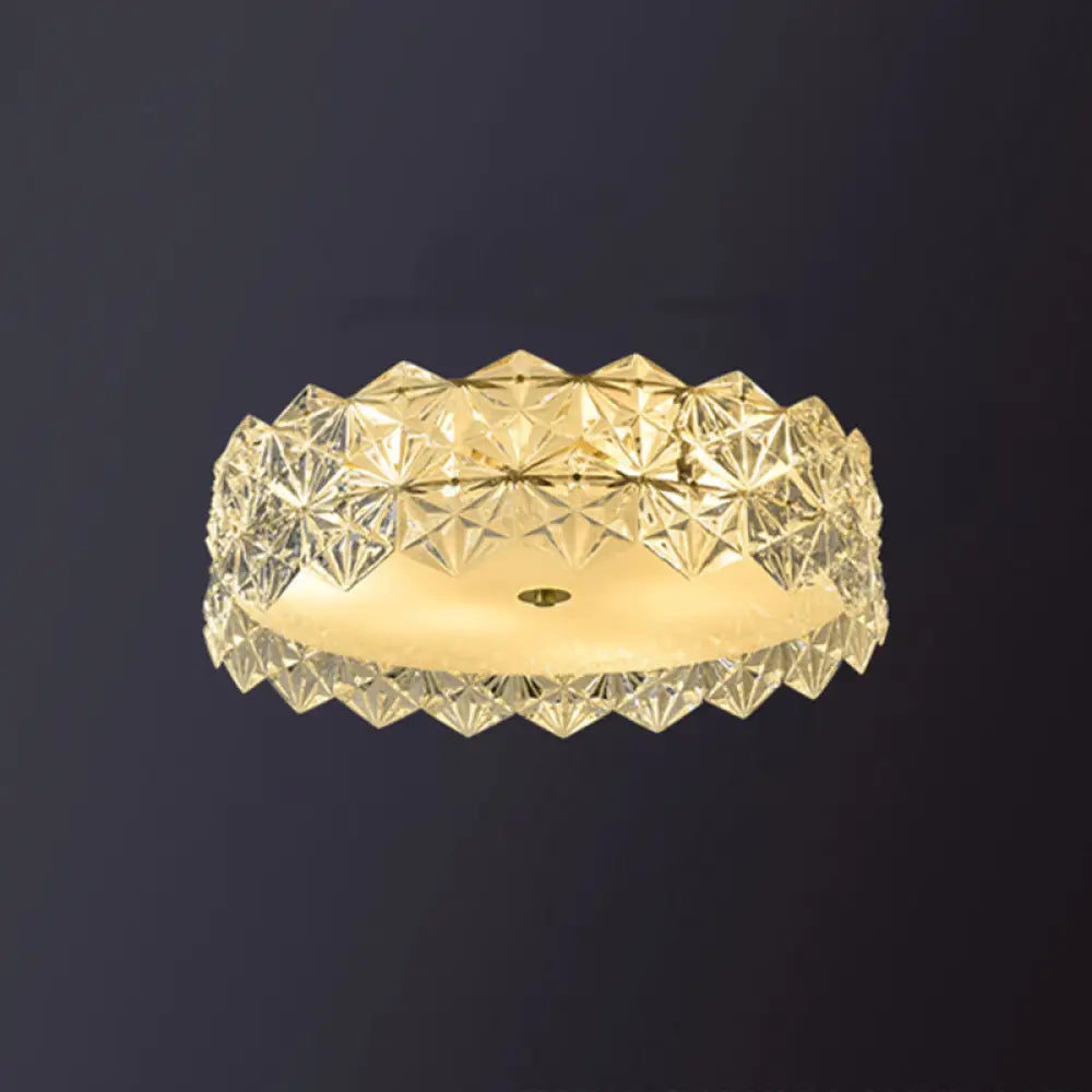 Modern Gold Geometric Crystal Flushmount Ceiling Lamp - Bedroom Lighting / 31.5