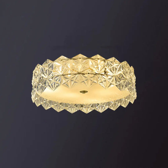 Modern Gold Geometric Crystal Flushmount Ceiling Lamp - Bedroom Lighting / 31.5