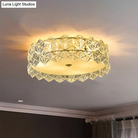 Modern Gold Geometric Crystal Flushmount Ceiling Lamp - Bedroom Lighting