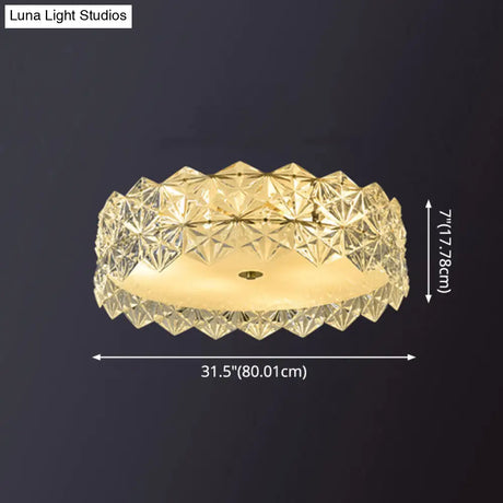Modern Gold Geometric Crystal Flushmount Ceiling Lamp - Bedroom Lighting