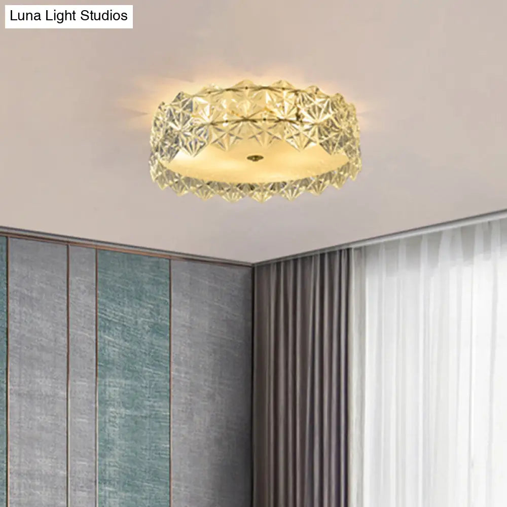 Modern Gold Geometric Crystal Flushmount Ceiling Lamp - Bedroom Lighting
