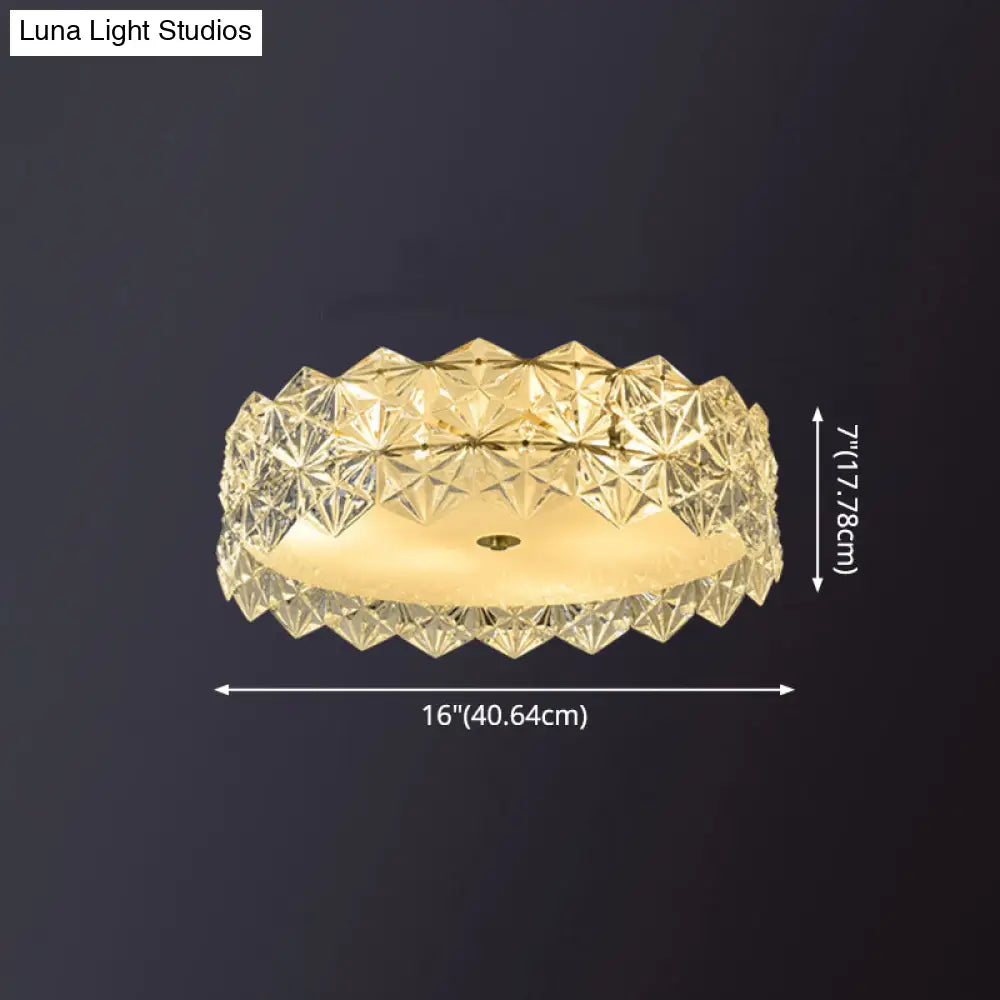 Modern Gold Geometric Crystal Flushmount Ceiling Lamp - Bedroom Lighting