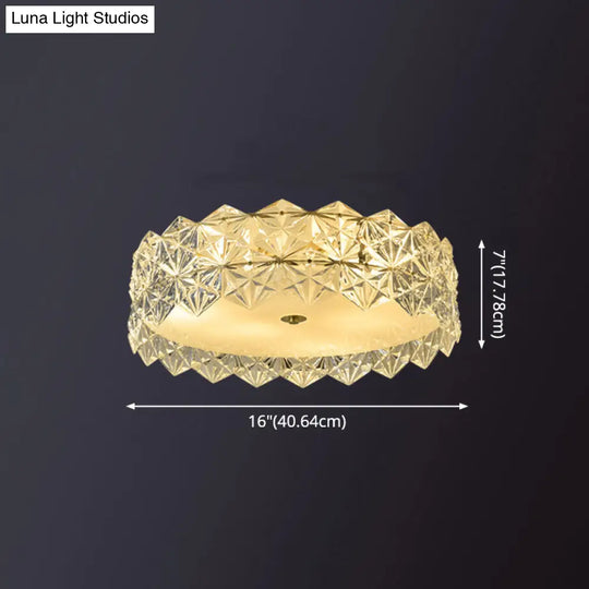 Modern Gold Geometric Crystal Flushmount Ceiling Lamp - Bedroom Lighting