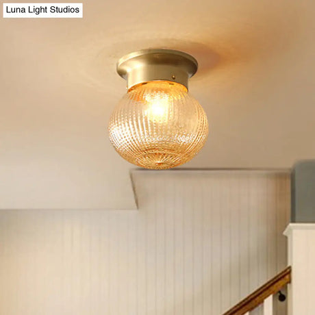 Modern Gold Glass Round Flush Mount Ceiling Light Fixture