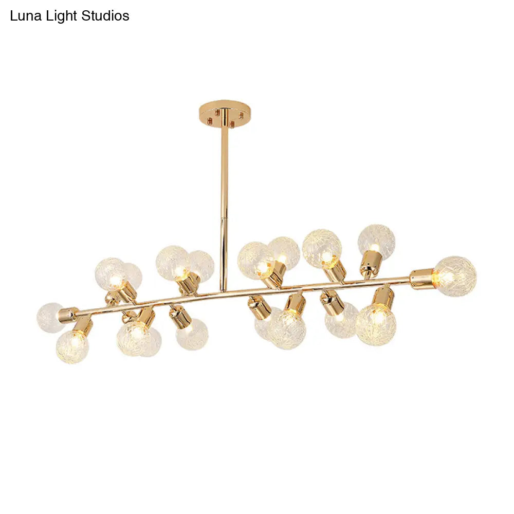 Modern Gold Lattice Glass Island Pendant Ceiling Light - 18 Head Kitchen Fixture