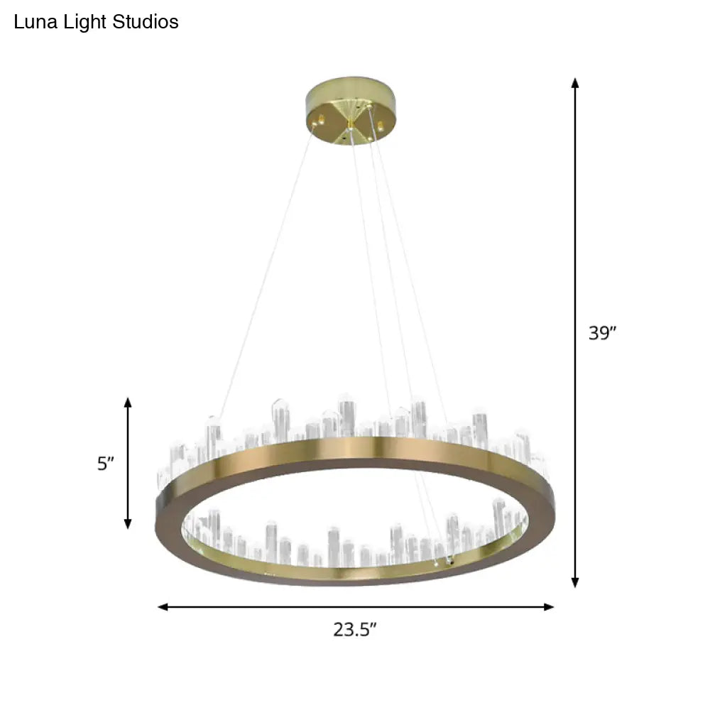Modern Gold Led Chandelier In Warm/White Light For Bedroom - 16/23.5 Wide
