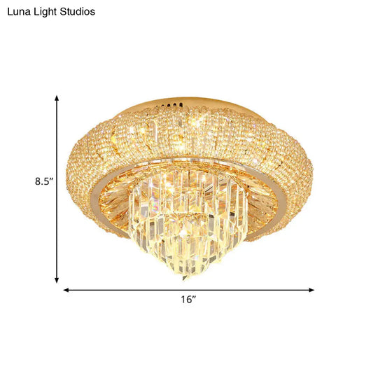 Modern Gold Led Crystal Prism Flush Mount Ceiling Light Fixture