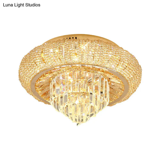Modern Gold Led Crystal Prism Flush Mount Ceiling Light Fixture