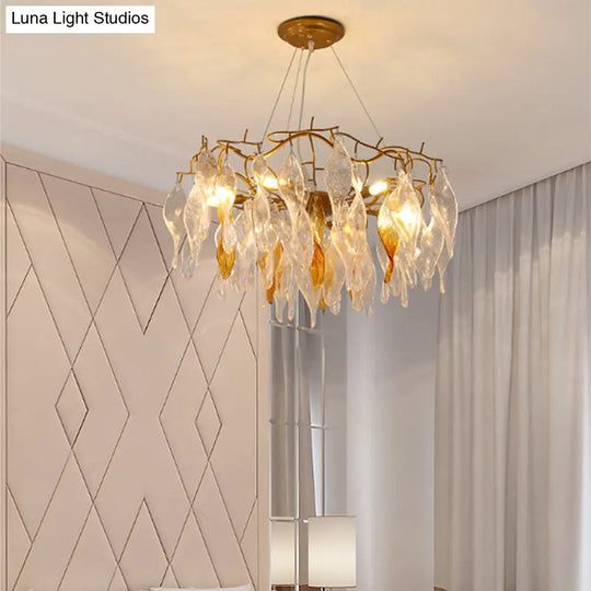 Modern Crystal Spiral Chandelier - 6-Light Gold Led Pendant For Dining Room