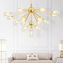 Modern Gold Led Sputnik Chandelier Pendant With Clear Glass Bulb Shades - Multi-Light Hanging