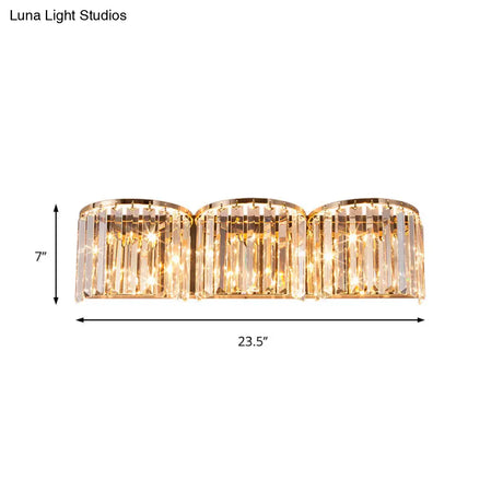 Modern Gold Led Wall Light With Clear Crystal Block - Linear Sconce