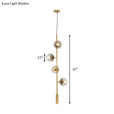 Modern Gold Linear Chandelier With Smoke Gray Glass Shades - 4-Light Metal Hanging Fixture