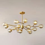 Modern Gold Metal Chandelier With Amber Glass Shade For Bedroom Ceiling 15 /