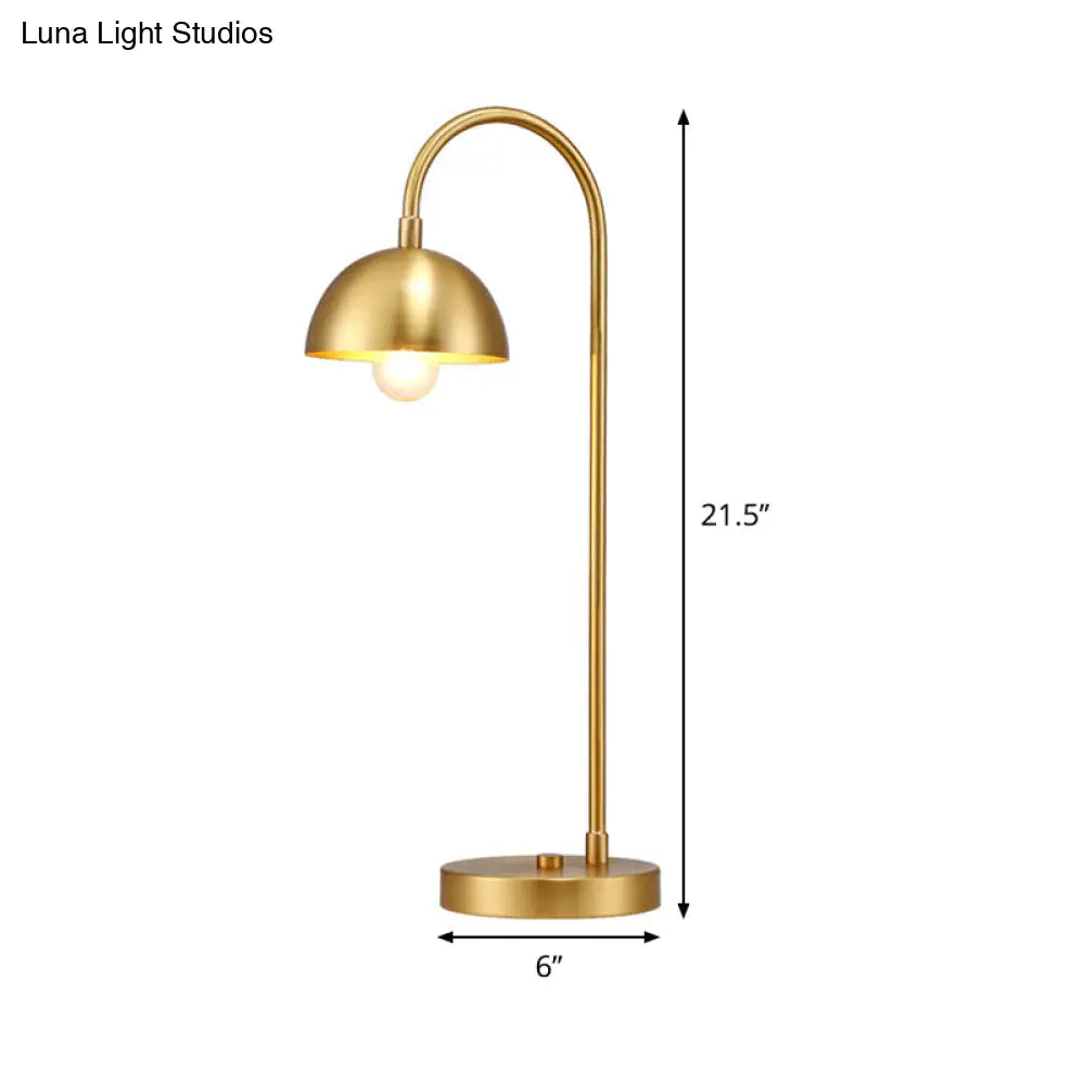 Modern Gold Metal Dome Nightstand Lamp For Bedroom - 1-Head Table Light